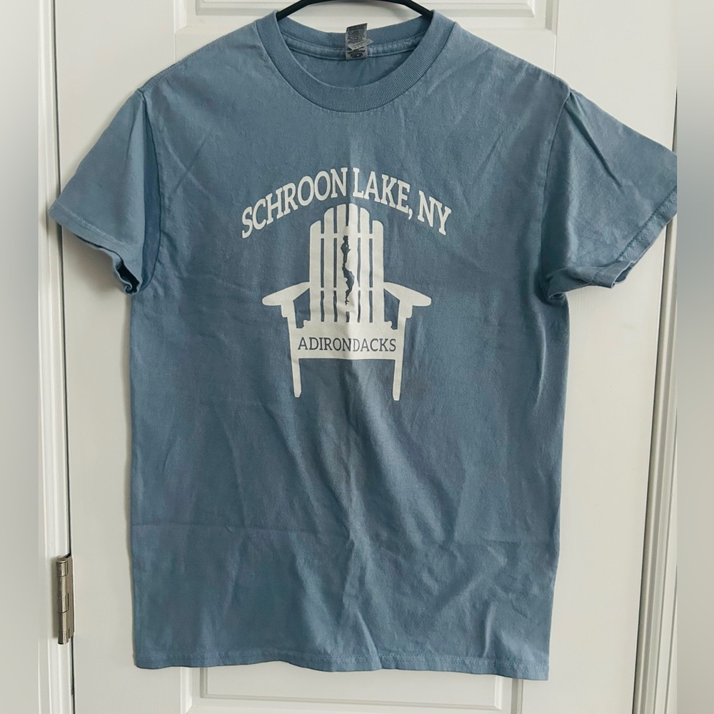 Schroon Lake, NY Ultra Cotton Light Blue Tee - Picture 1 of 3